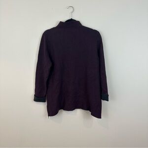 Tahari | Deep Purple Mockneck Sweater with Side Zip Contrast Cuff Size Medium